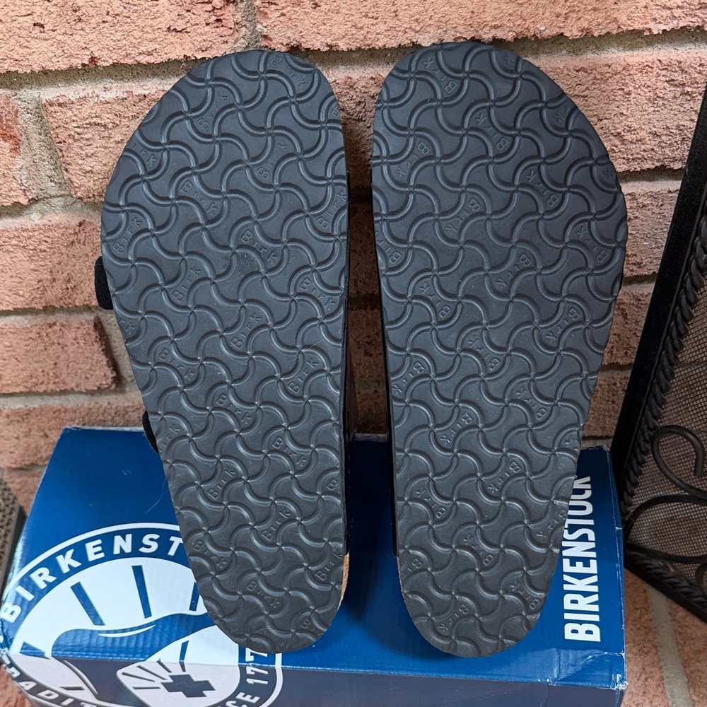 Birkenstock Black Patent Big Two-Buckle Slide Sandals Size 39 (8.5-9) NWBox - Picture 3 of 7
